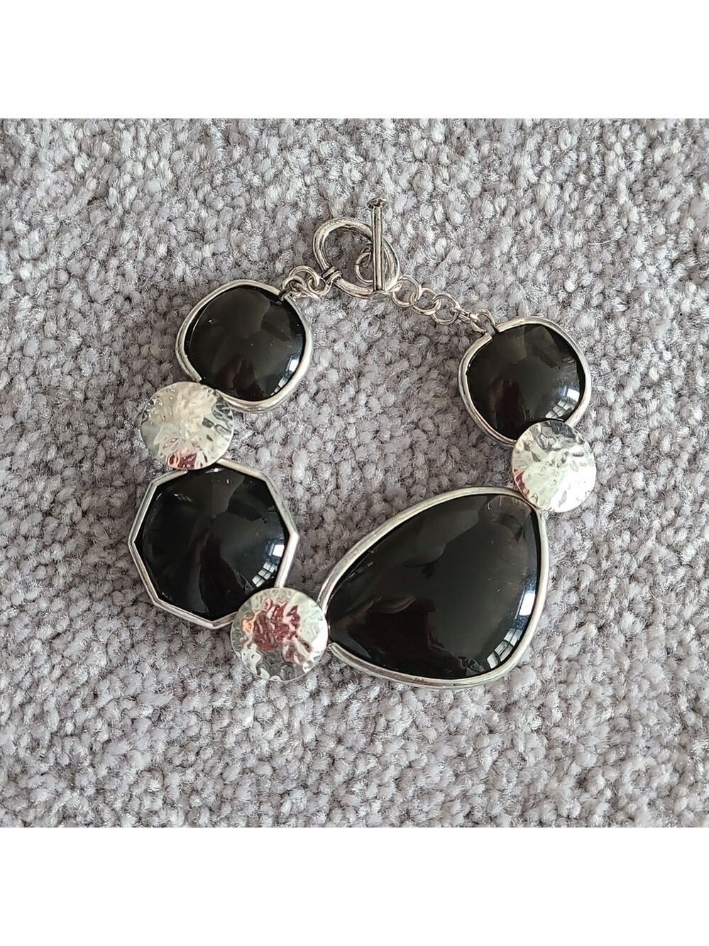 TRÏBE Black & Silver Statement Bracelet NWT